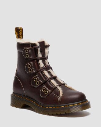 1460 Faux Fur Lined Lace-to-toe Leather Boots