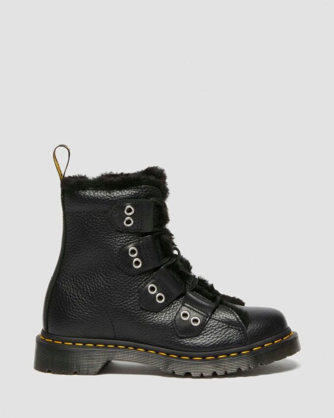 1460 Faux Fur Lined Leather Lace Up Boots