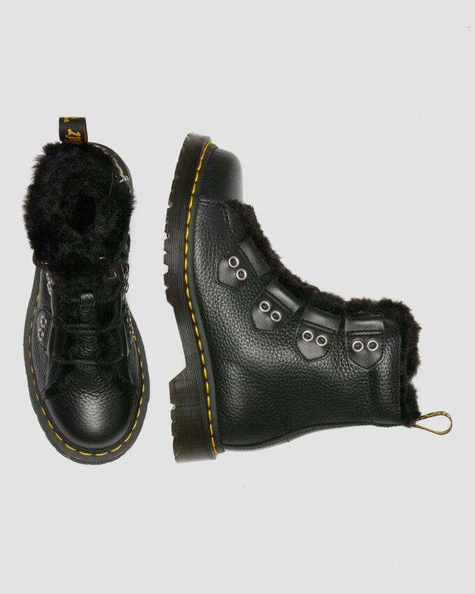 1460 Faux Fur Lined Leather Lace Up Boots