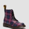 1460 PASCAL JUNIOR PINK TARTAN LACE UP KIDS BOOTS
