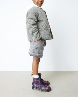 1460 PASCAL JUNIOR PINK TARTAN LACE UP KIDS BOOTS