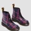 1460 PASCAL JUNIOR PINK TARTAN LACE UP KIDS BOOTS