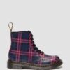 1460 PASCAL JUNIOR PINK TARTAN LACE UP KIDS BOOTS