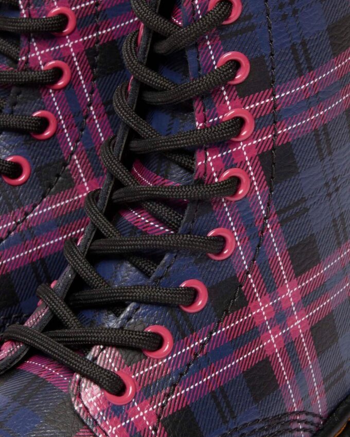 1460 PASCAL JUNIOR PINK TARTAN LACE UP KIDS BOOTS