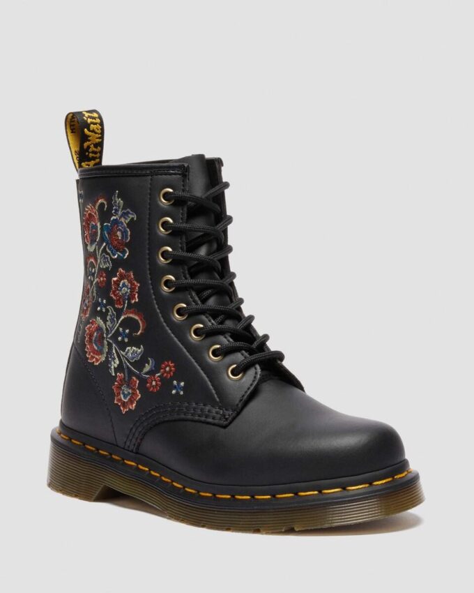 1460 VONDA TF Reclaimed Leather Floral Print Lace Up Boots