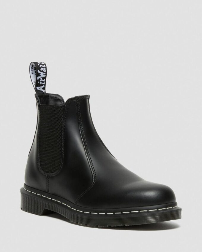 2976 White Stitch Smooth Leather Chelsea Boots