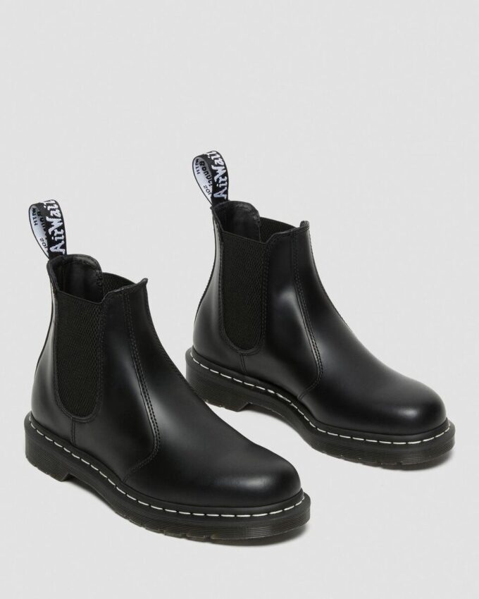2976 White Stitch Smooth Leather Chelsea Boots