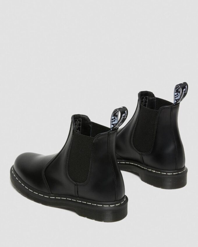 2976 White Stitch Smooth Leather Chelsea Boots