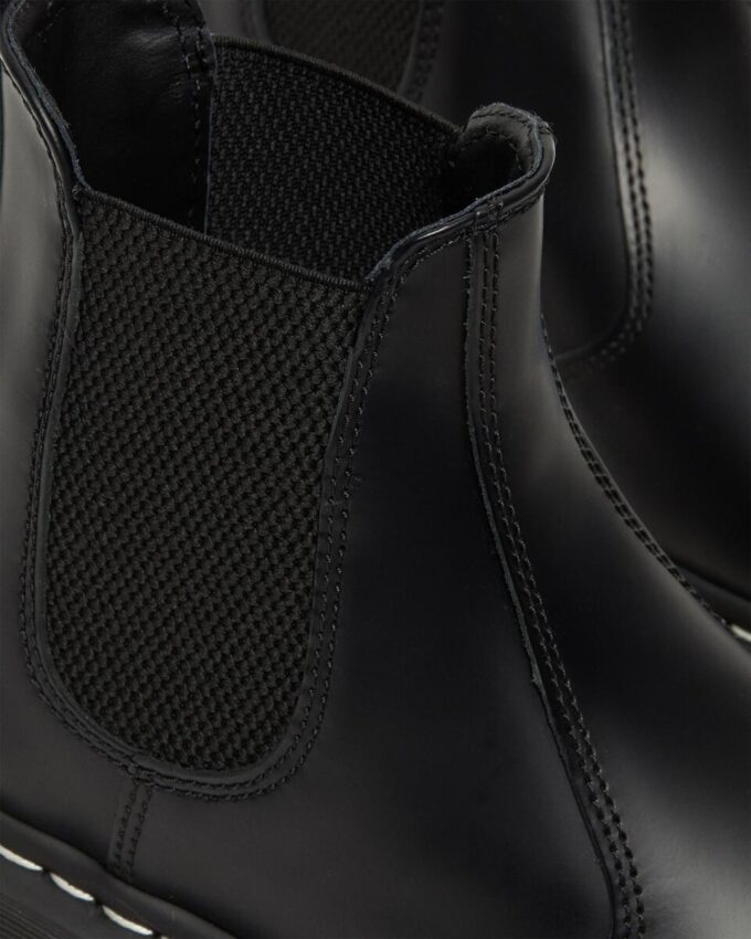 2976 White Stitch Smooth Leather Chelsea Boots