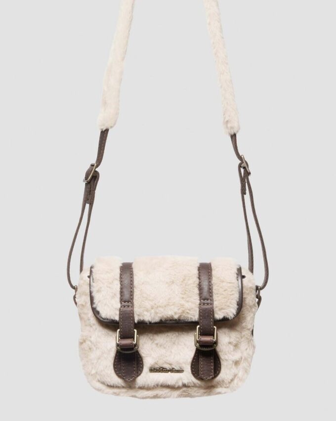 7 INCH SATCHEL Leather and Faux Fur Satchel