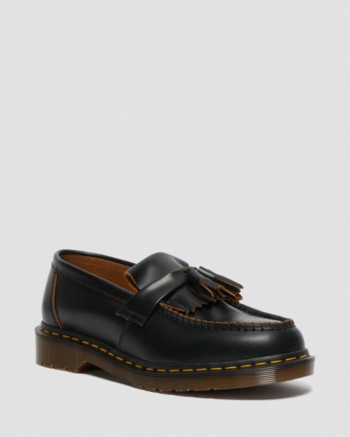 Adrian Vintage Made In England Quilon Leather Tassel Loafers