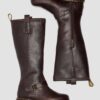 Anistone Knee High Crazy Horse Leather Biker Boots