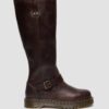 Anistone Knee High Crazy Horse Leather Biker Boots