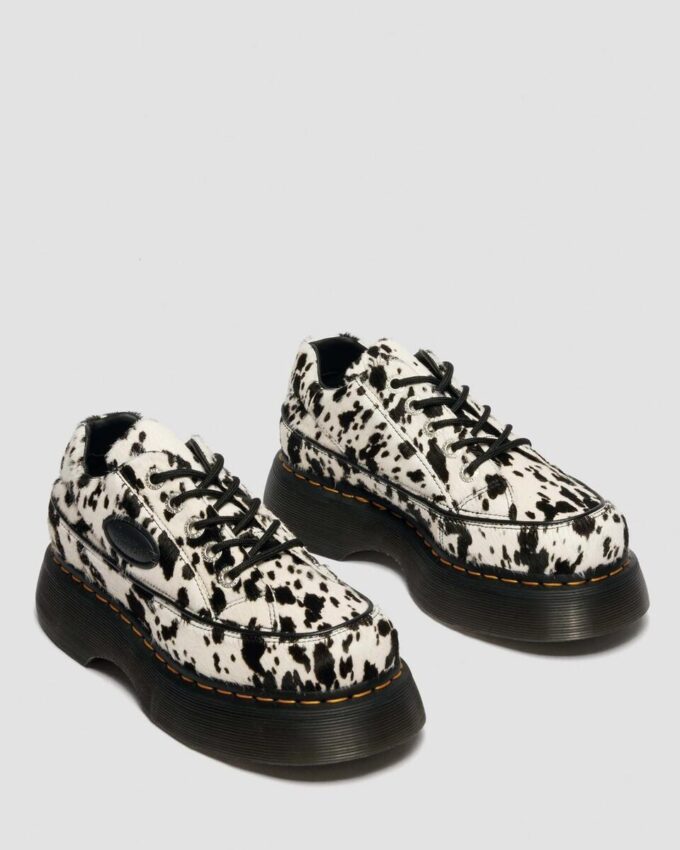 BUZZ 5-Eye Dalmatian Hair On Leather Shoes