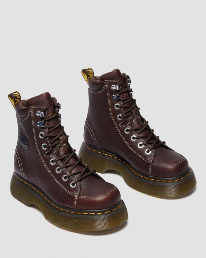 BUZZ 8-EYE Grizzly Leather Lace-Up Boots