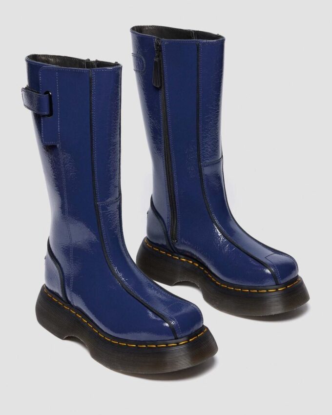 BUZZ HI Tall Distressed Patent Leather Boots