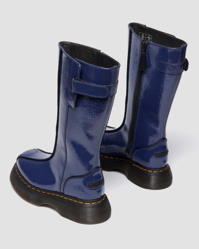 BUZZ HI Tall Distressed Patent Leather Boots