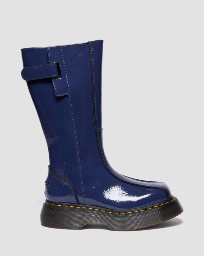 BUZZ HI Tall Distressed Patent Leather Boots