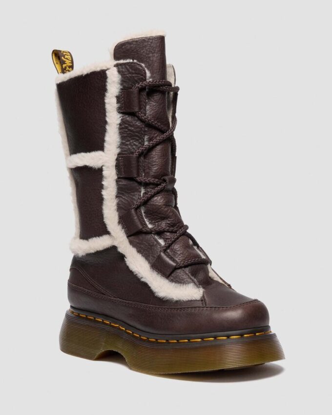 Buzz Lace Up Faux Fur Lined Grizzly Leather Lace Up Boots