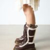 Buzz Lace Up Faux Fur Lined Grizzly Leather Lace Up Boots