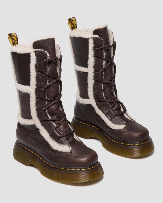 Buzz Lace Up Faux Fur Lined Grizzly Leather Lace Up Boots