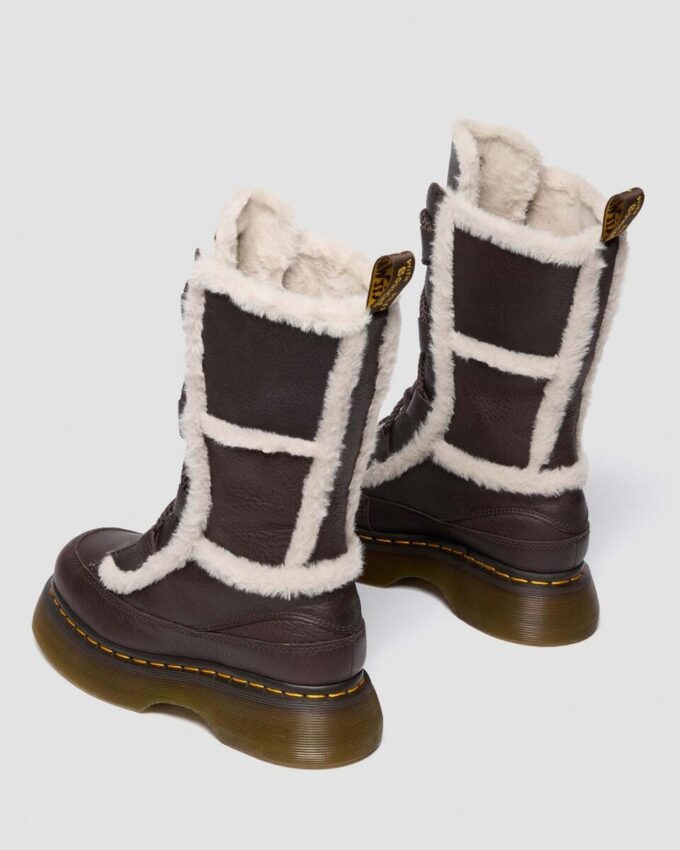 Buzz Lace Up Faux Fur Lined Grizzly Leather Lace Up Boots