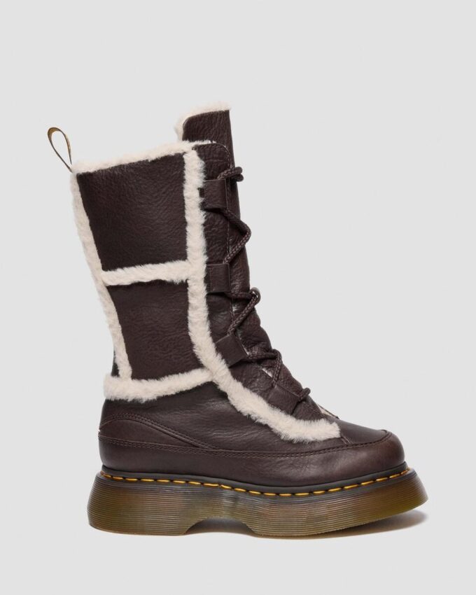 Buzz Lace Up Faux Fur Lined Grizzly Leather Lace Up Boots