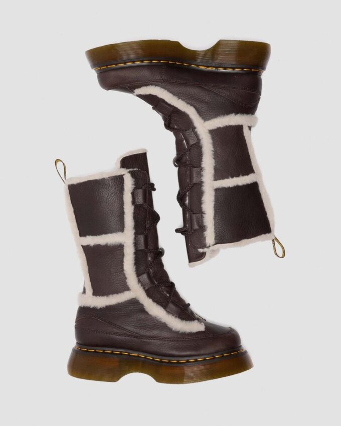 Buzz Lace Up Faux Fur Lined Grizzly Leather Lace Up Boots