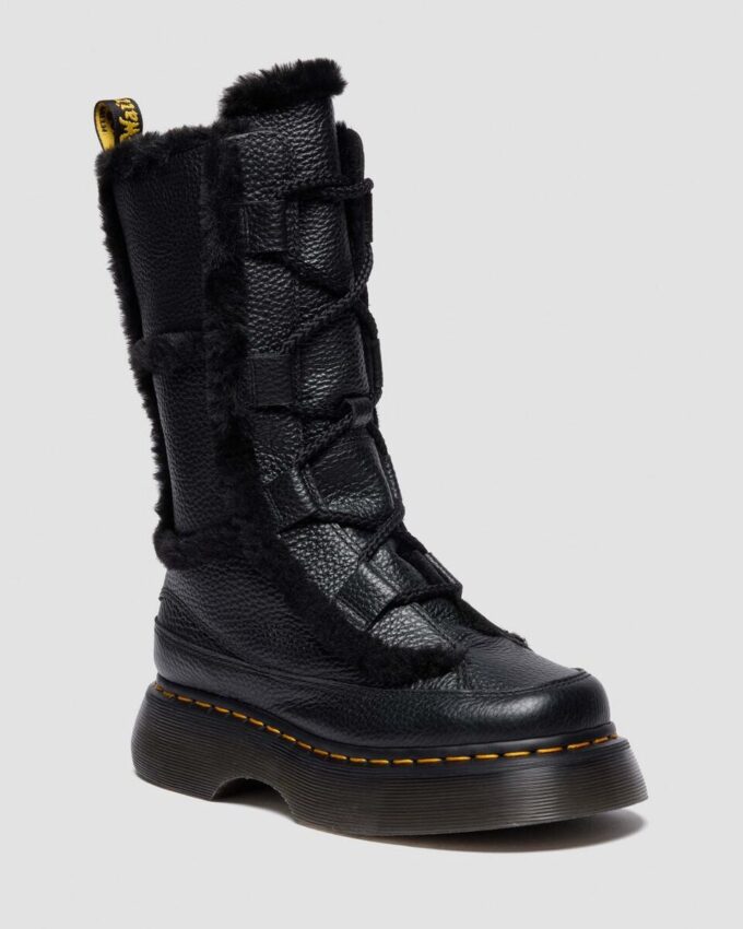 Buzz Lace Up Faux Fur Lined Milled Nappa Leather Lace Up Boots