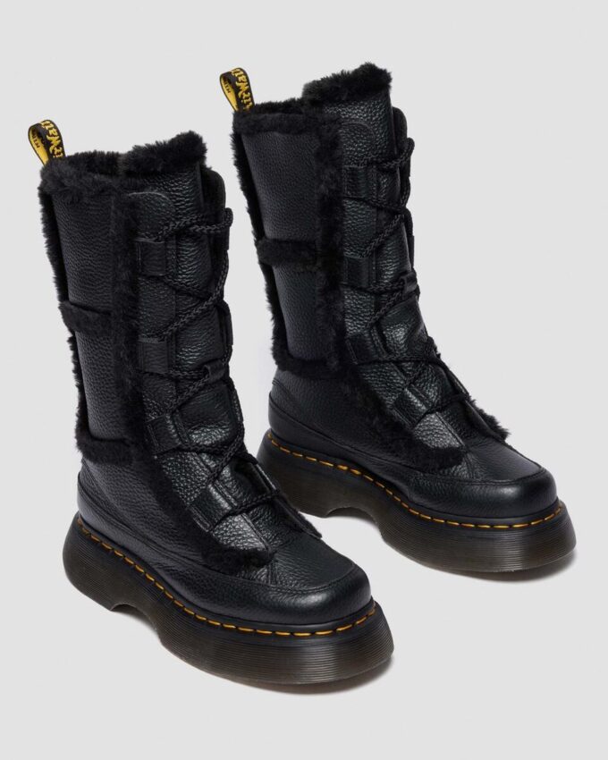 Buzz Lace Up Faux Fur Lined Milled Nappa Leather Lace Up Boots