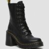 Chesney Leather Flared Heel Lace Up Boots