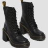 Chesney Leather Flared Heel Lace Up Boots