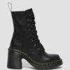 Chesney Leather Flared Heel Lace Up Boots