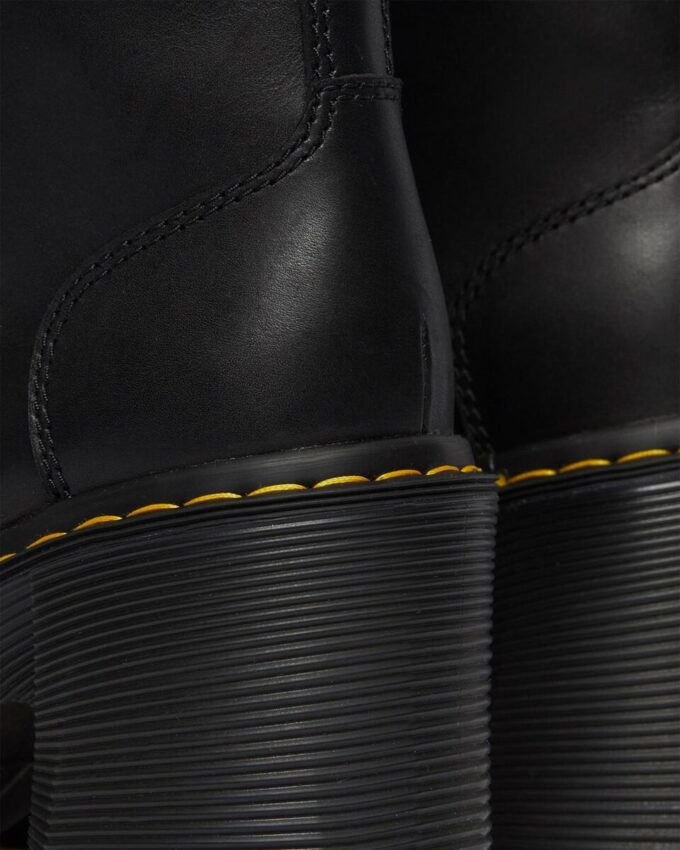 Chesney Leather Flared Heel Lace Up Boots