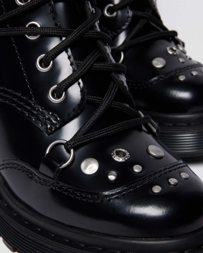 CHESNEY Studded Buttero Leather Flare Heeled Boots