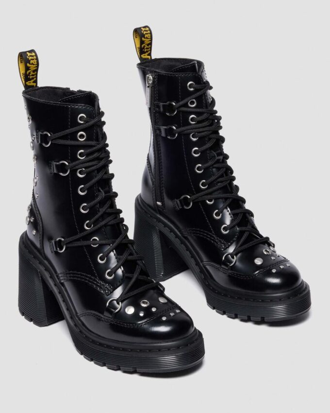 CHESNEY Studded Buttero Leather Flare Heeled Boots