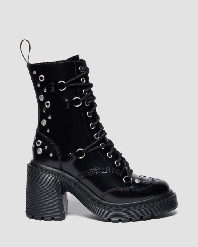 CHESNEY Studded Buttero Leather Flare Heeled Boots