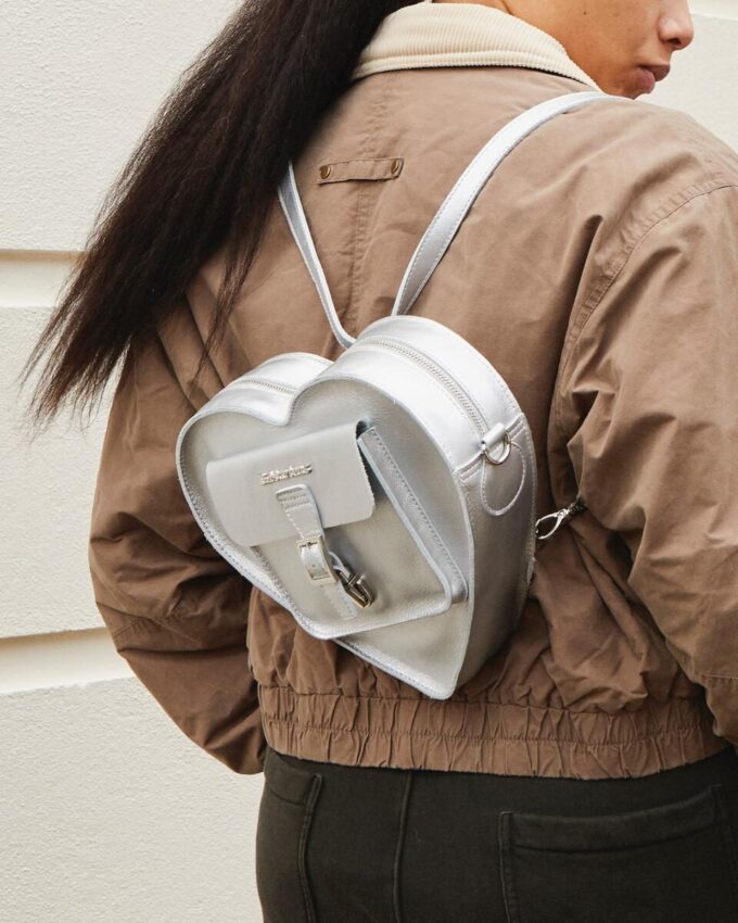 HEART BACKPACK Milled Metallic Backpack