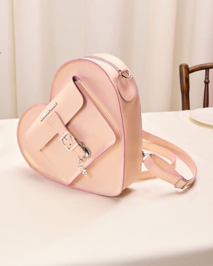 Heart Bag Metallic Shift Leather Backpack