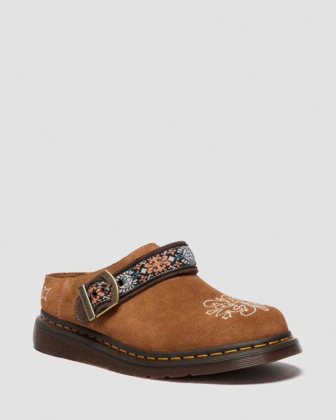 Isham Suede and Jacquard Mules