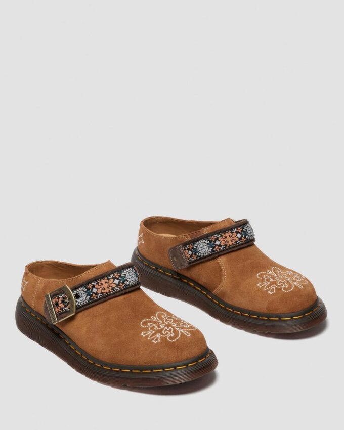 Isham Suede and Jacquard Mules
