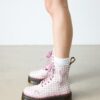 JADON HEART Gingham Leather Platform Boots