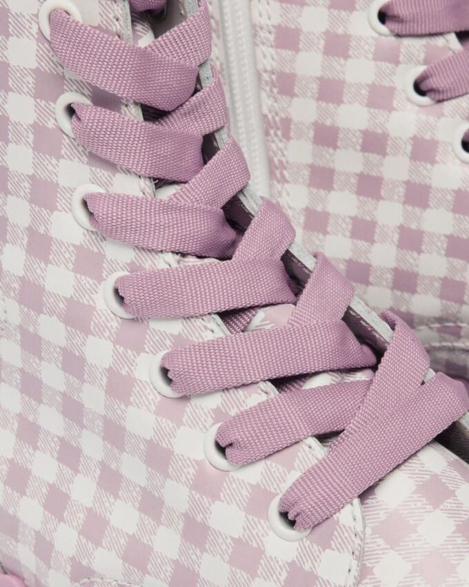 JADON HEART Gingham Leather Platform Boots