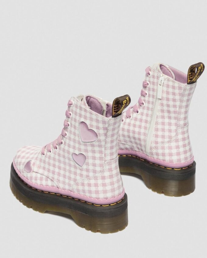 JADON HEART Gingham Leather Platform Boots
