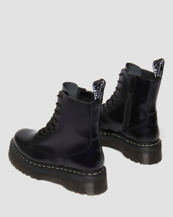Jadon White Stitch Smooth Leather Platform Boots