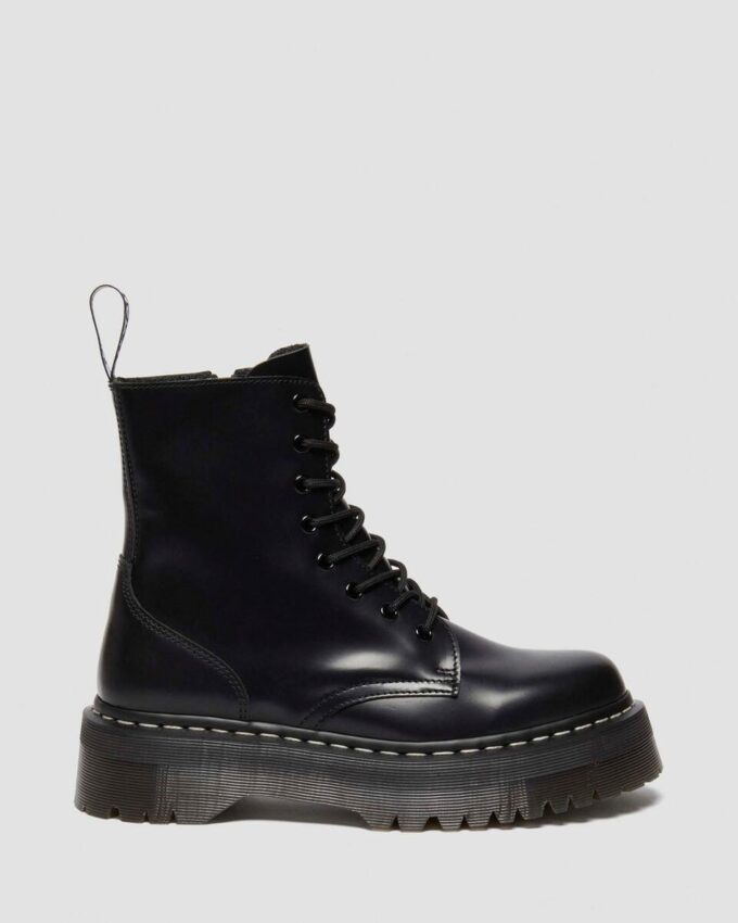 Jadon White Stitch Smooth Leather Platform Boots