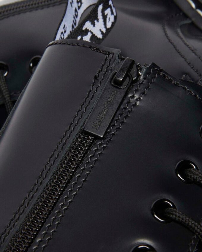 Jadon White Stitch Smooth Leather Platform Boots