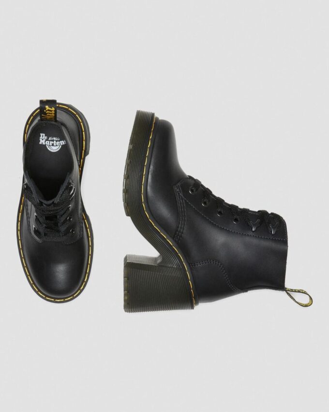 Jesy Sendal Leather Lace Up Flared Heel Boots