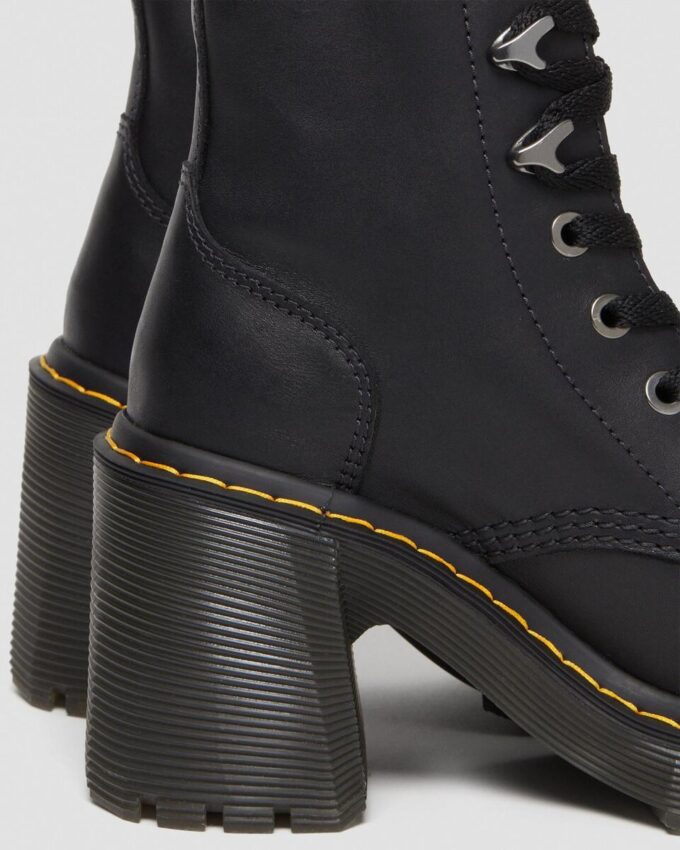 Jesy Sendal Leather Lace Up Flared Heel Boots