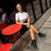 Jesy Sendal Leather Lace Up Flared Heel Boots